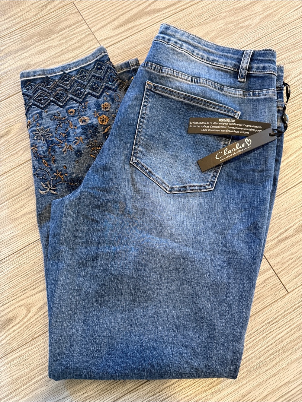Charlie B Jeans with bedazzled Cuff